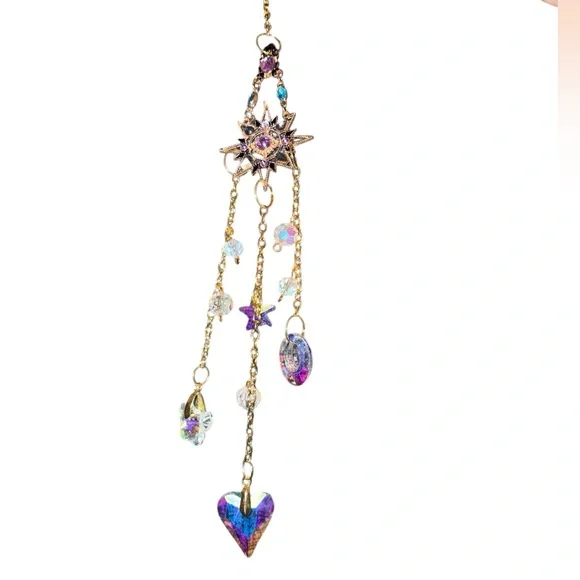 Rhinestone Moon or Star Sun Catcher with Multiple Crystals and Chain - Picture 11 of 11